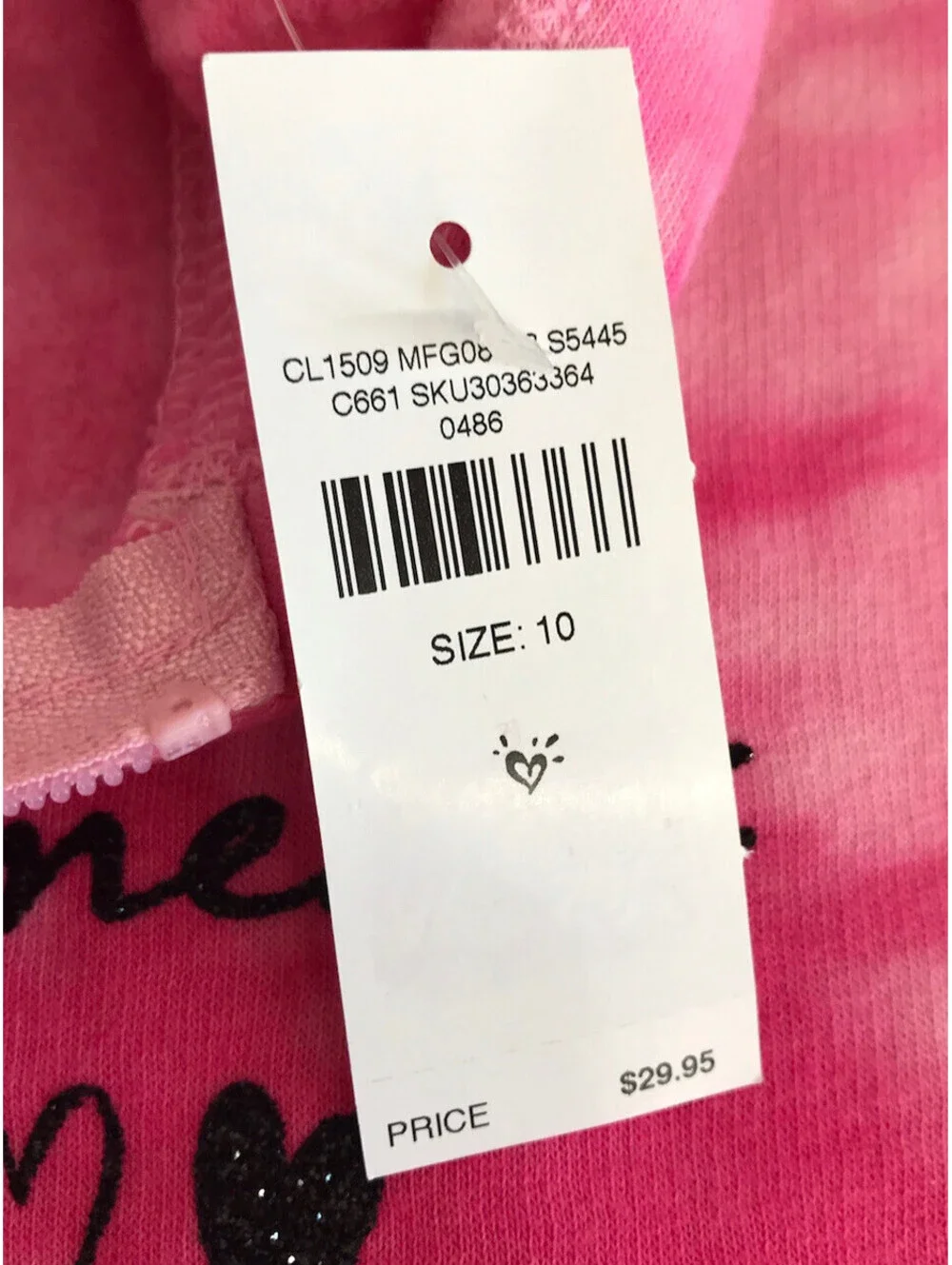 Justice Hoodie. Pink Tye Dye. “Live in the Moment” on Chest. Size Girls 10. NWT